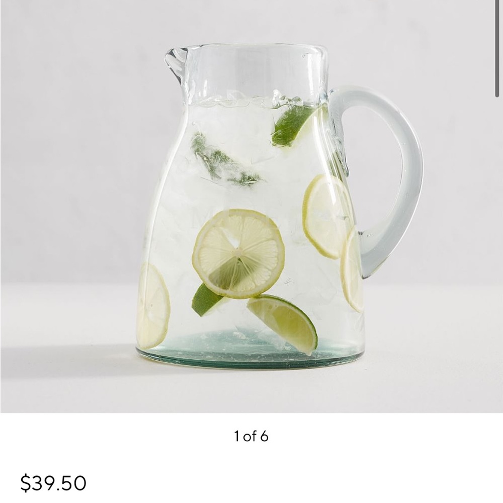 Santino Handcrafted Recycled Margarita Glasses & Handcrafted Recycled Pitcher